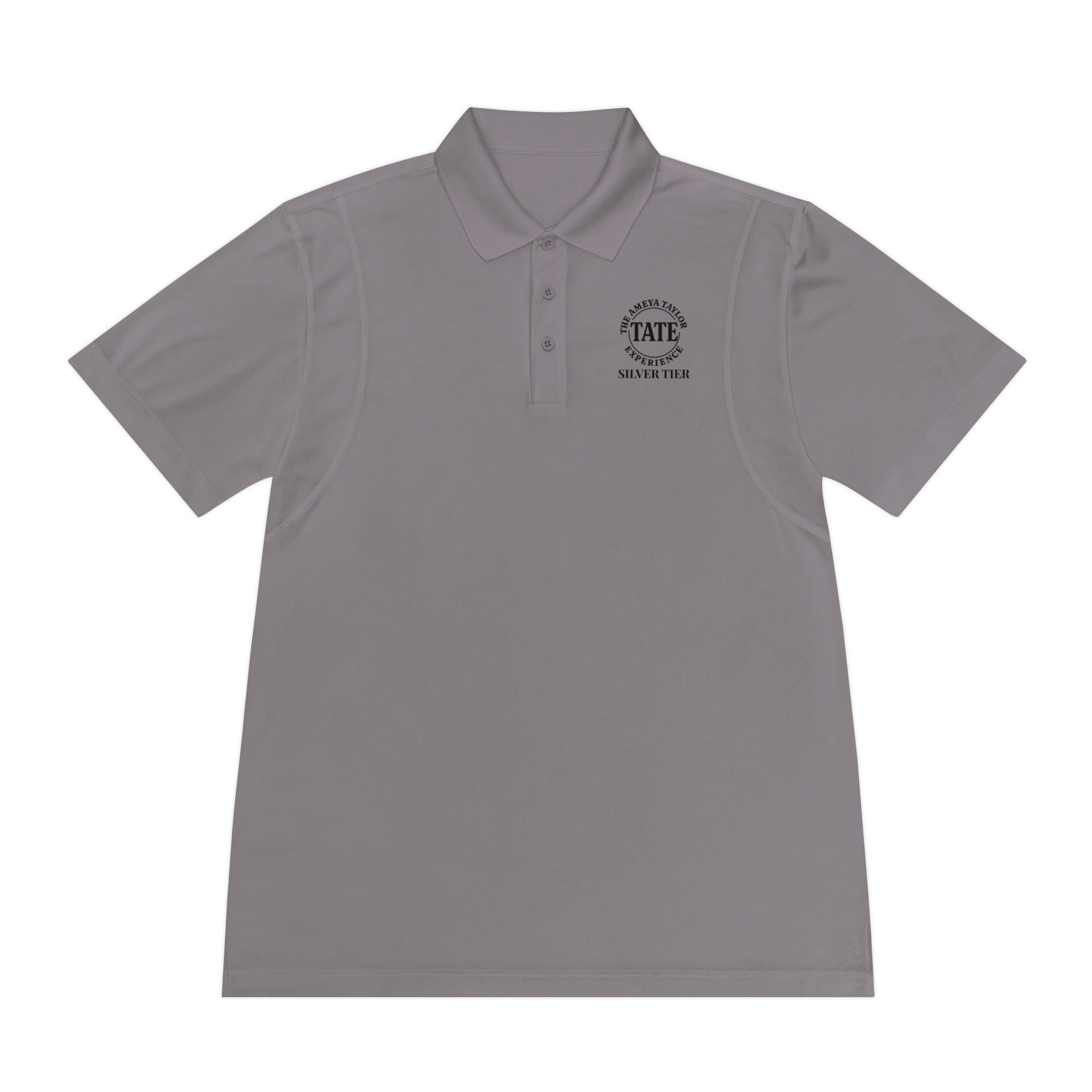 Men's Sport Polo Shirt, Casual Performance Polo, Activewear for Men, Comfortable Athletic Shirt, The Ameya Taylor Experience Grey Silver Tier
